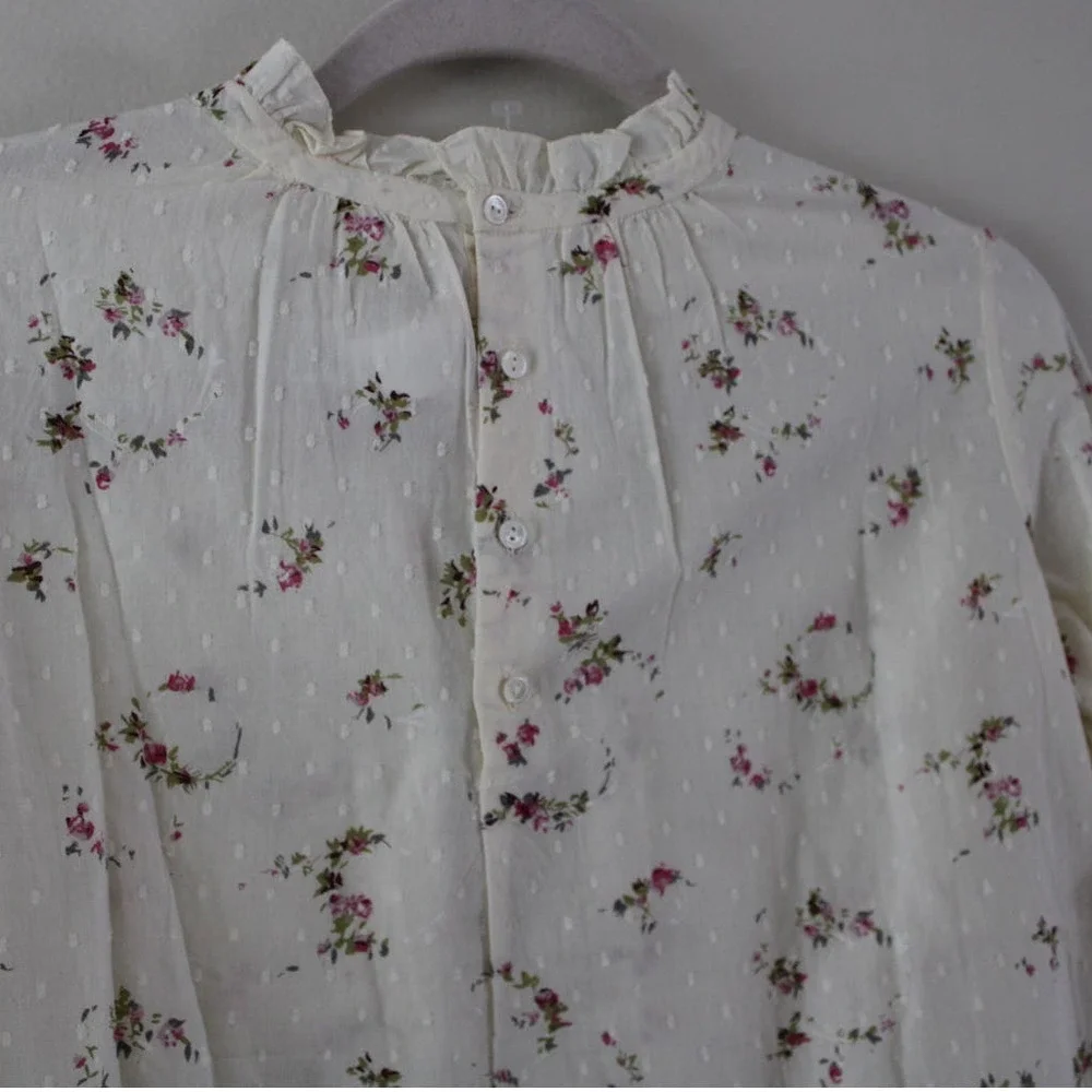 NWT Bonpoint Girl's‎ Felicite Long Sleeve Swiss Dot Floral Print Blouse Top 12